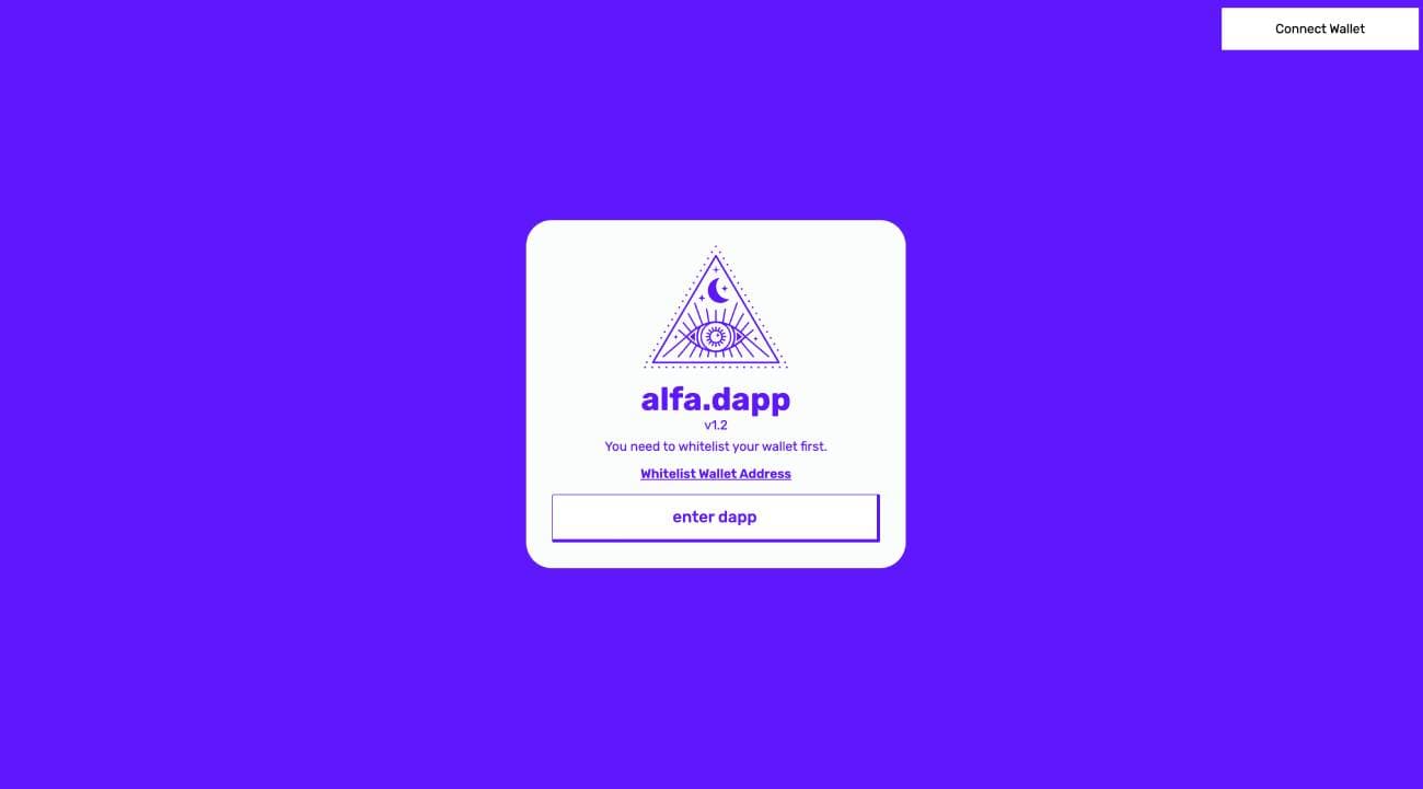 Alfa Society Dapp project screenshot