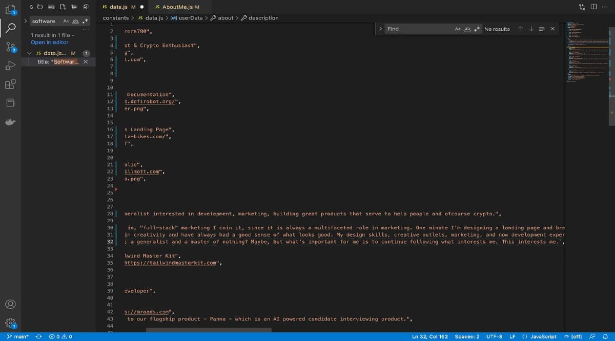 This Portfolio project screenshot